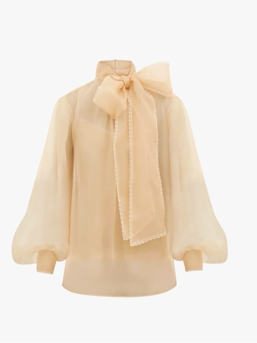 Zimmermann Sheer Bow-Neck Blouse